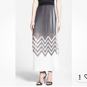 Trouve Silver White Pleated Maxi Skirt Cocktail